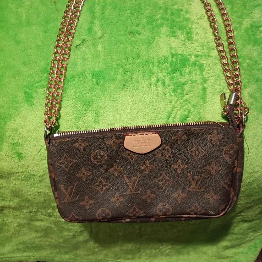 Louis Vuitton Brown Monogram Wristlet with Gold Chain - Picture 5 of 9